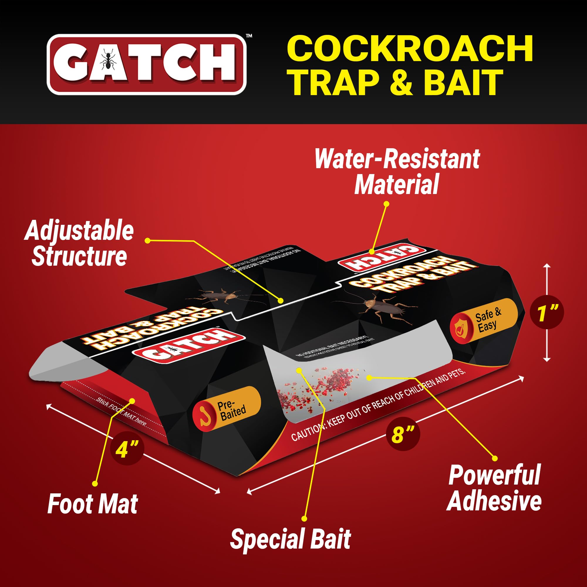 GATCH Roach Traps sticky glue closeup demonstrates powerful adhesion for fast capture.
