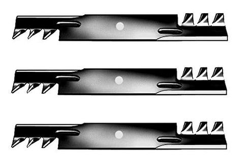 Gator mulching blades 3-pc set for 52-deck enhances cut quality and lawn finish.
