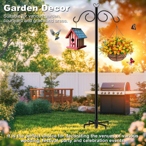 GATSUNS 76-inch bird feeder pole enables tall, eye-catching garden displays.