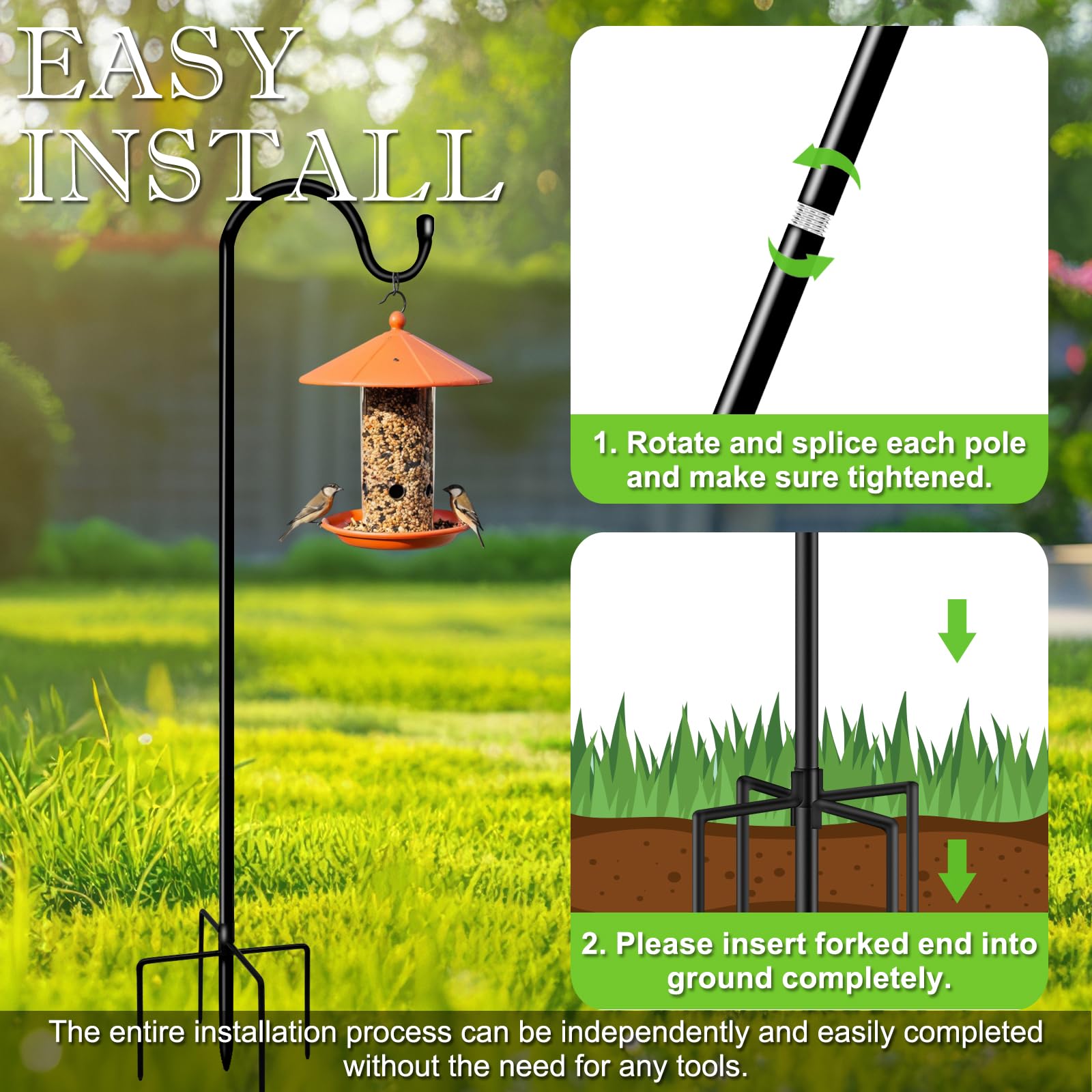 GATSUNS adjustable extension enables practical height changes for garden decor.