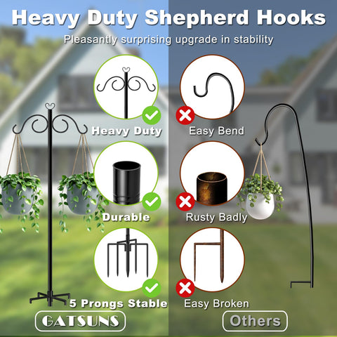 GATSUNS adjustable-height shepherd hook fits various spaces for versatile decorating.