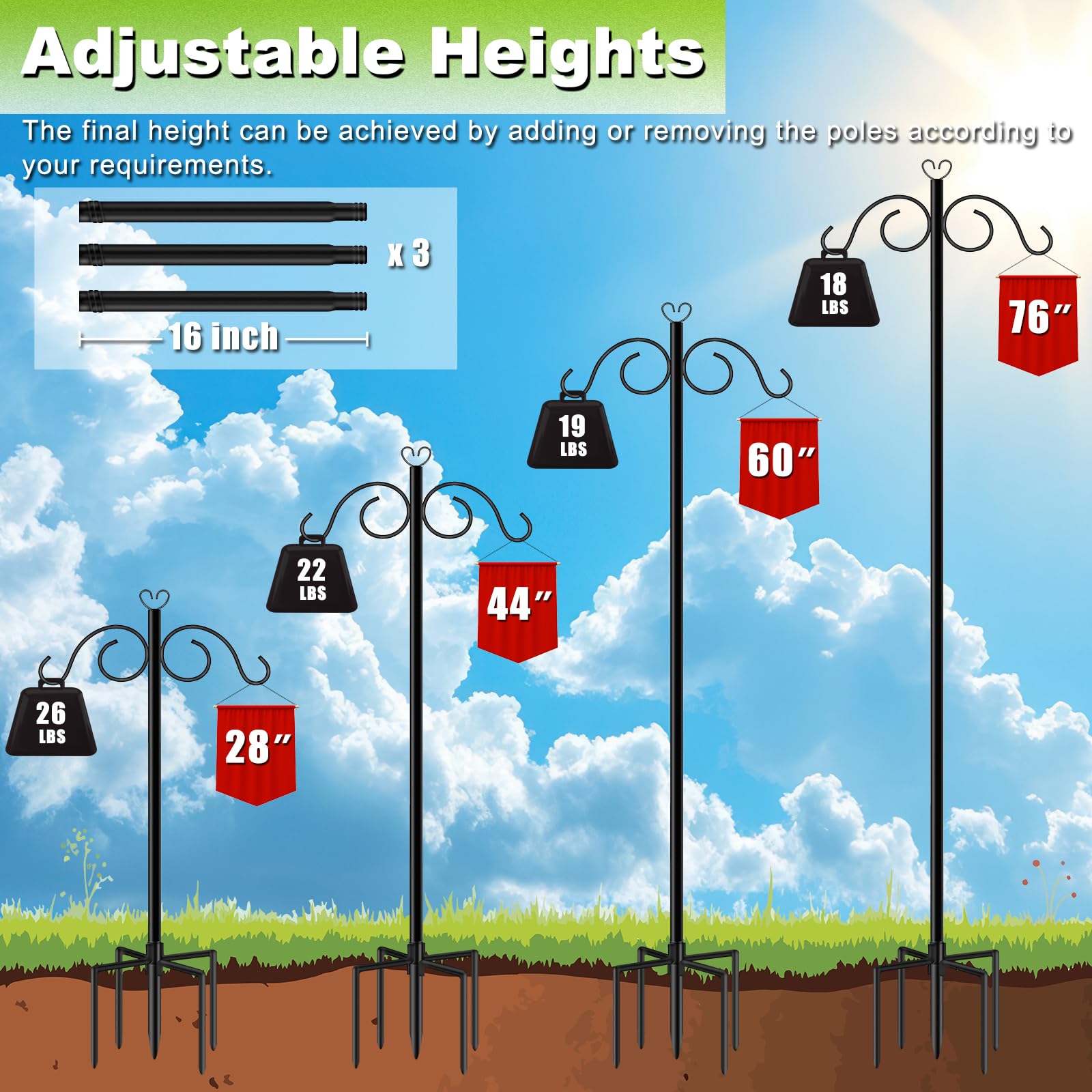 GATSUNS suitable for hanging bird feeders, lanterns, baskets and string lights.