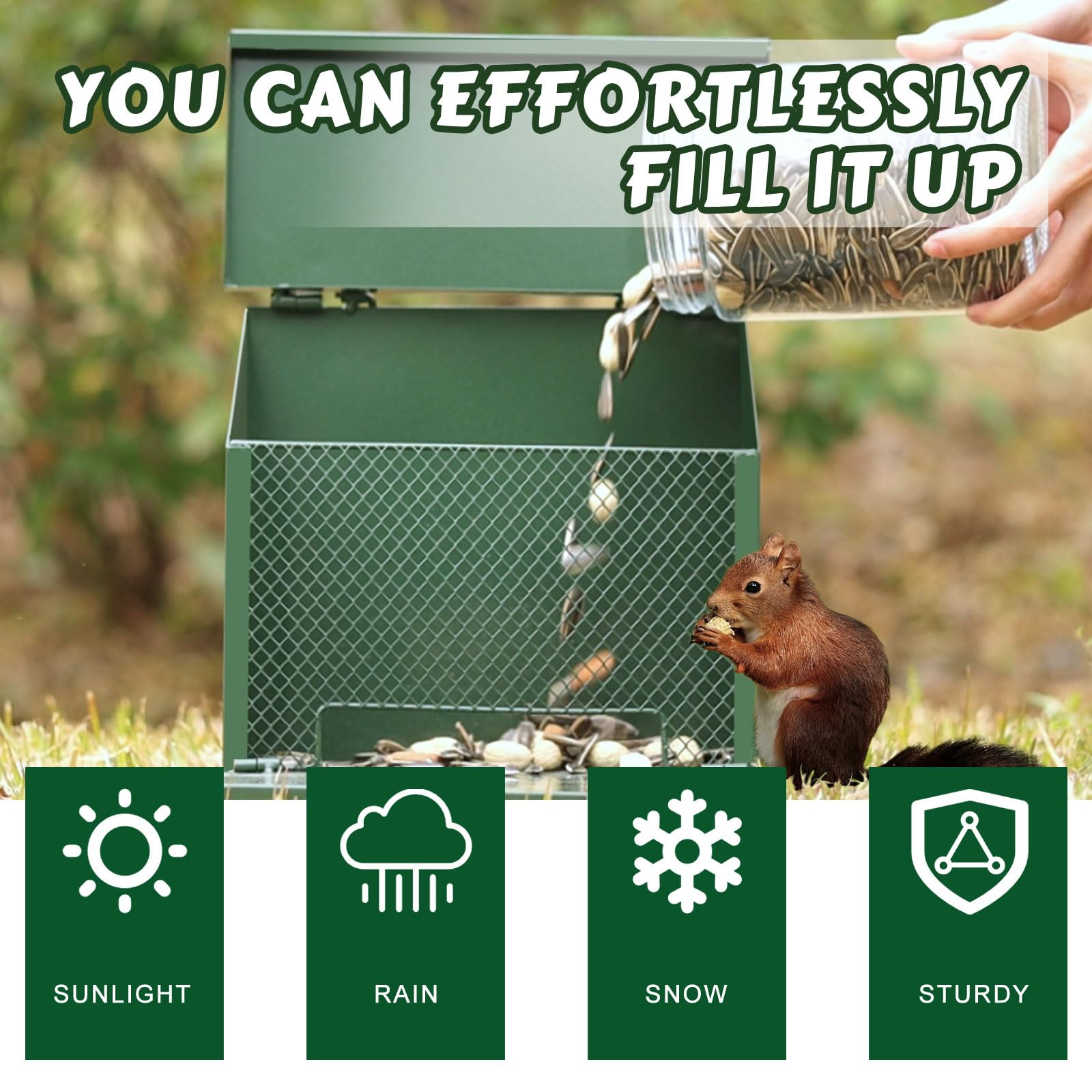 Gavinjitao metal squirrel feeder nesting-box style for outdoors