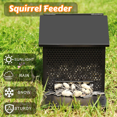 Gavinjitao Squirrel Feeder includes drainage holes to keep food dry.