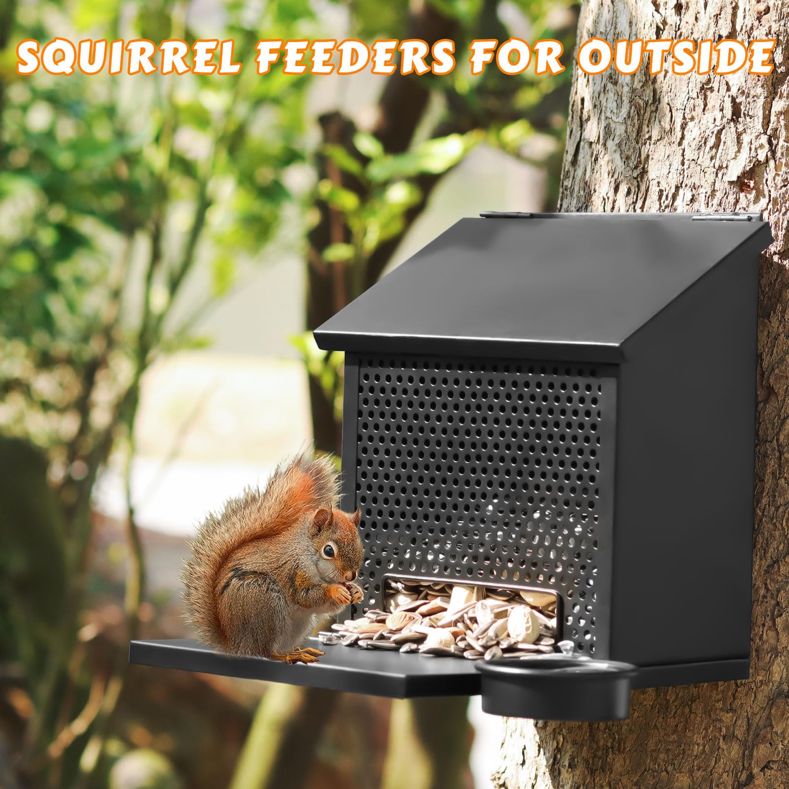 Gavinjitao Squirrel Feeder mesh design attracts squirrels for quick feeding.