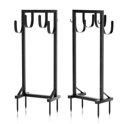 GAVISCITY sleek black freestanding hose holder blends with outdoor décor.