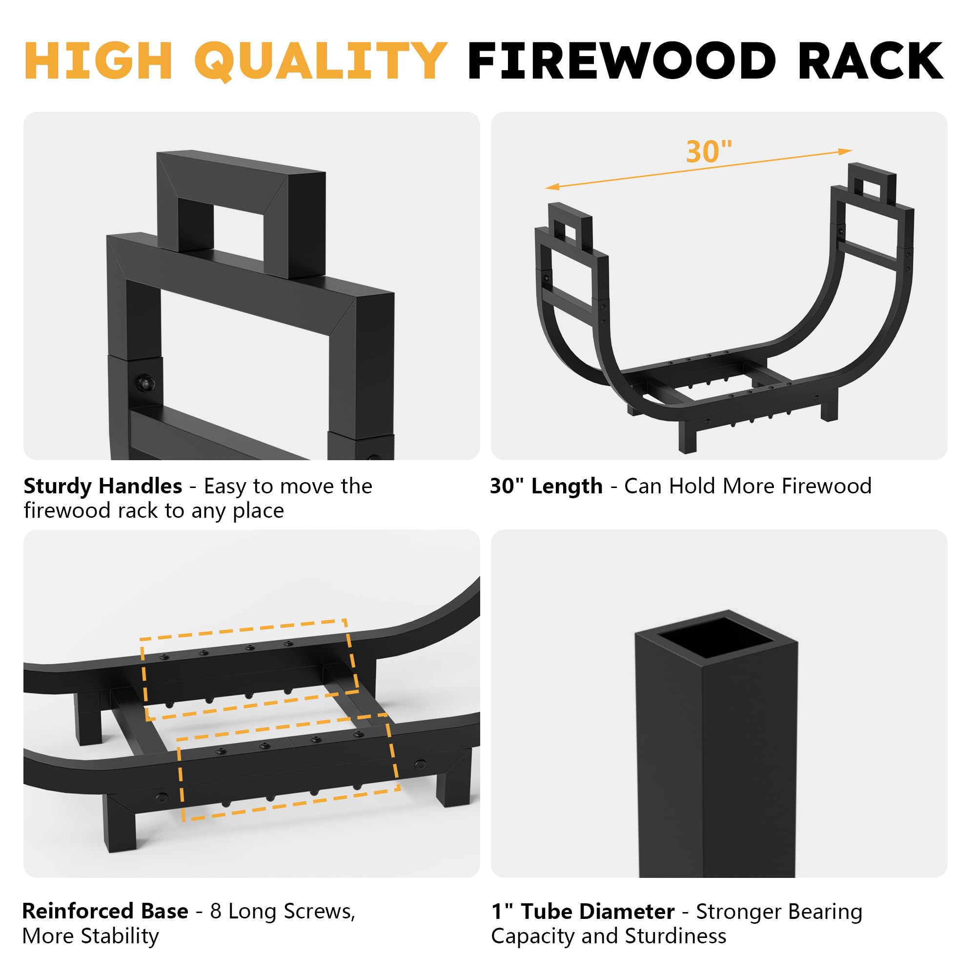 GAVISCITY firewood rack assembled view demonstrates quick setup.