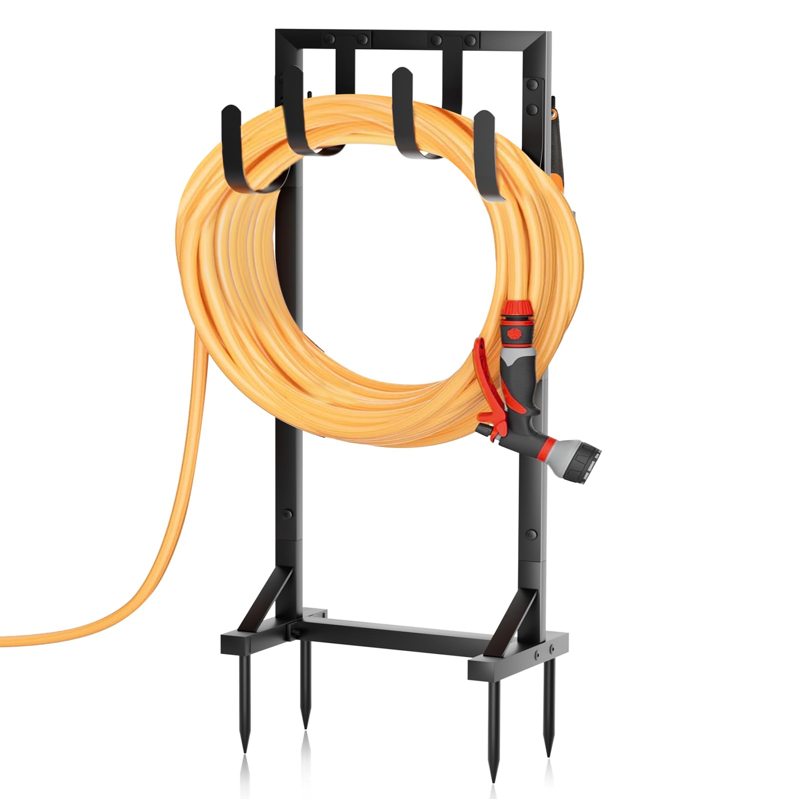 GAVISCITY heavy-duty hose holder with stable base keeps outdoor hoses neatly organized.