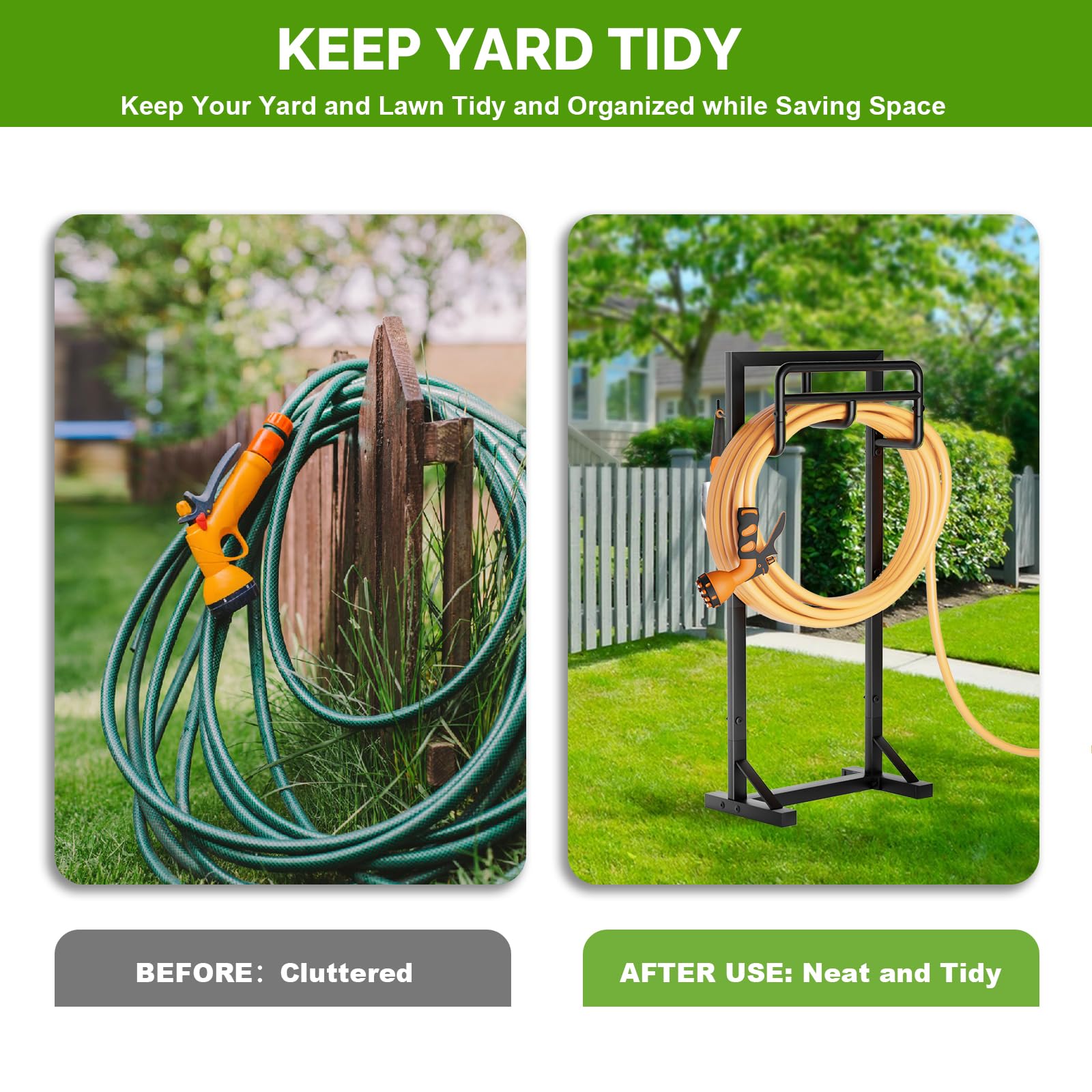 Durable metal with rustproof coating designed for outdoor use.