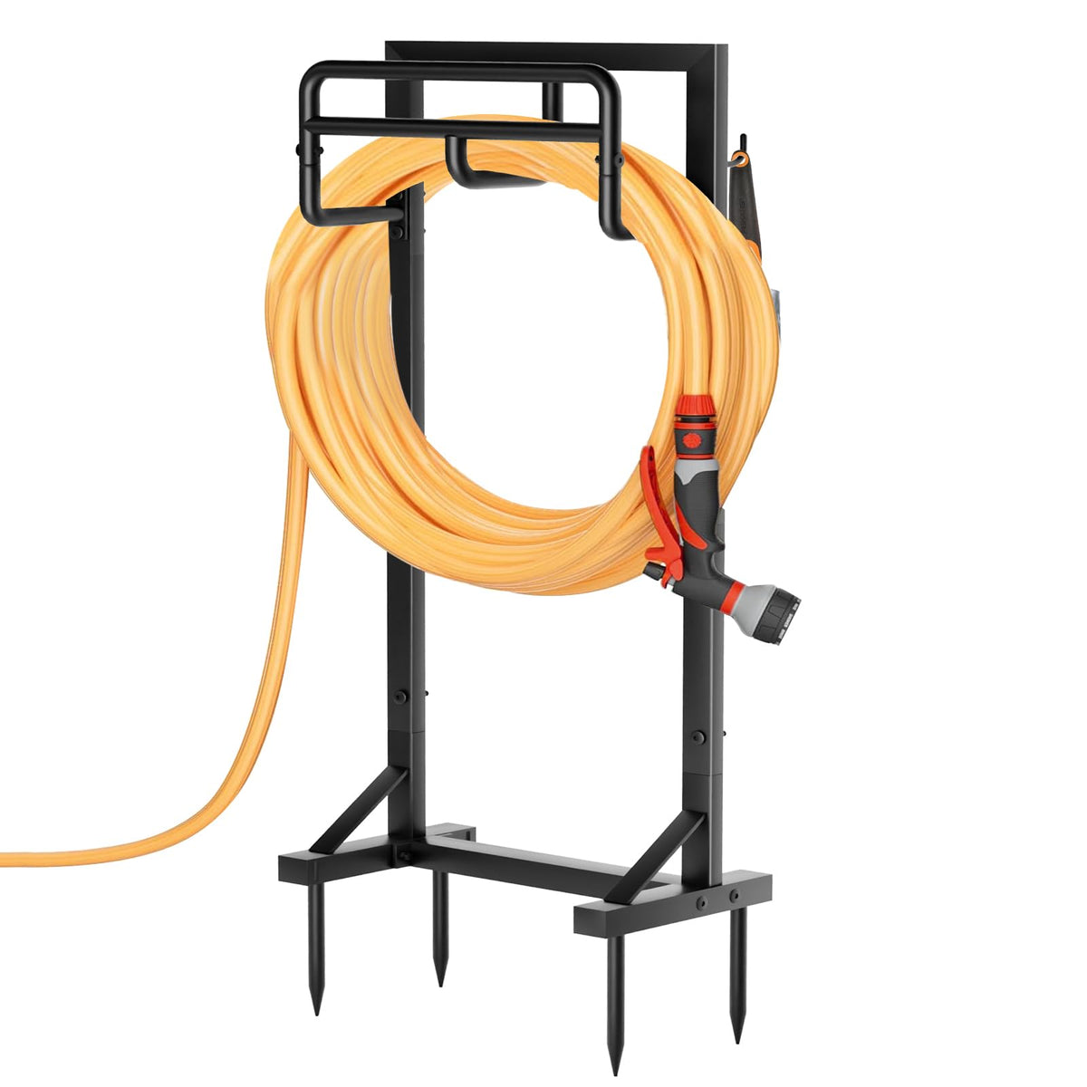 GAVISCITY hose holder with stable triangle base supporting up to 151 ft of hose.
