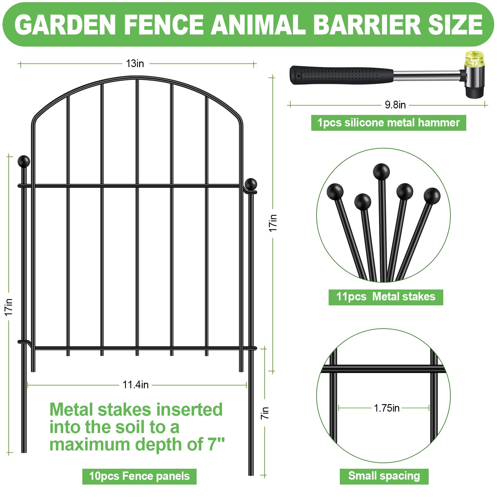 GAXI fence 10-panel layout provides flexible yard coverage for patios and beds.