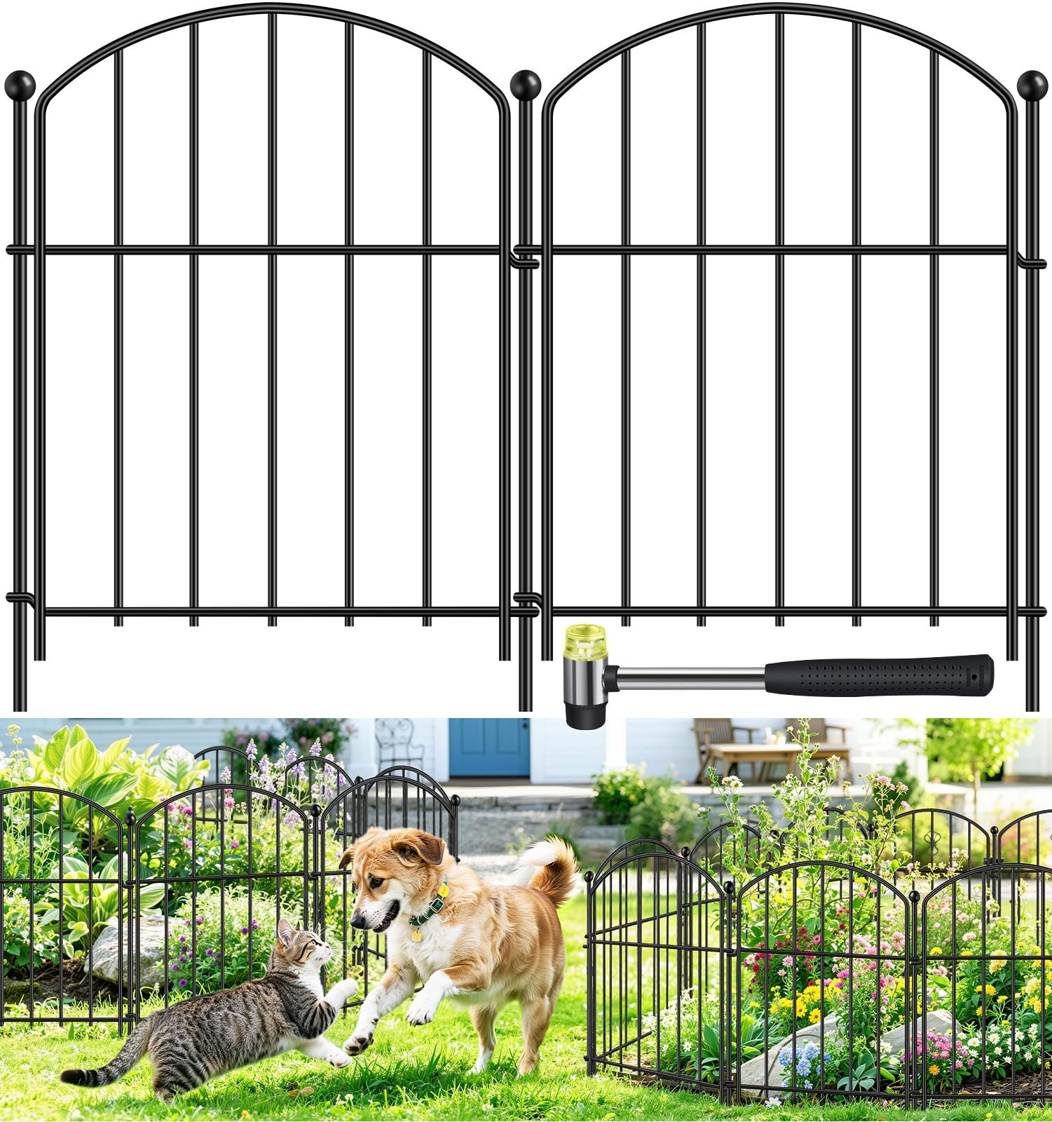 GAXI decorative garden fence arch design enhances garden borders and pet safety.