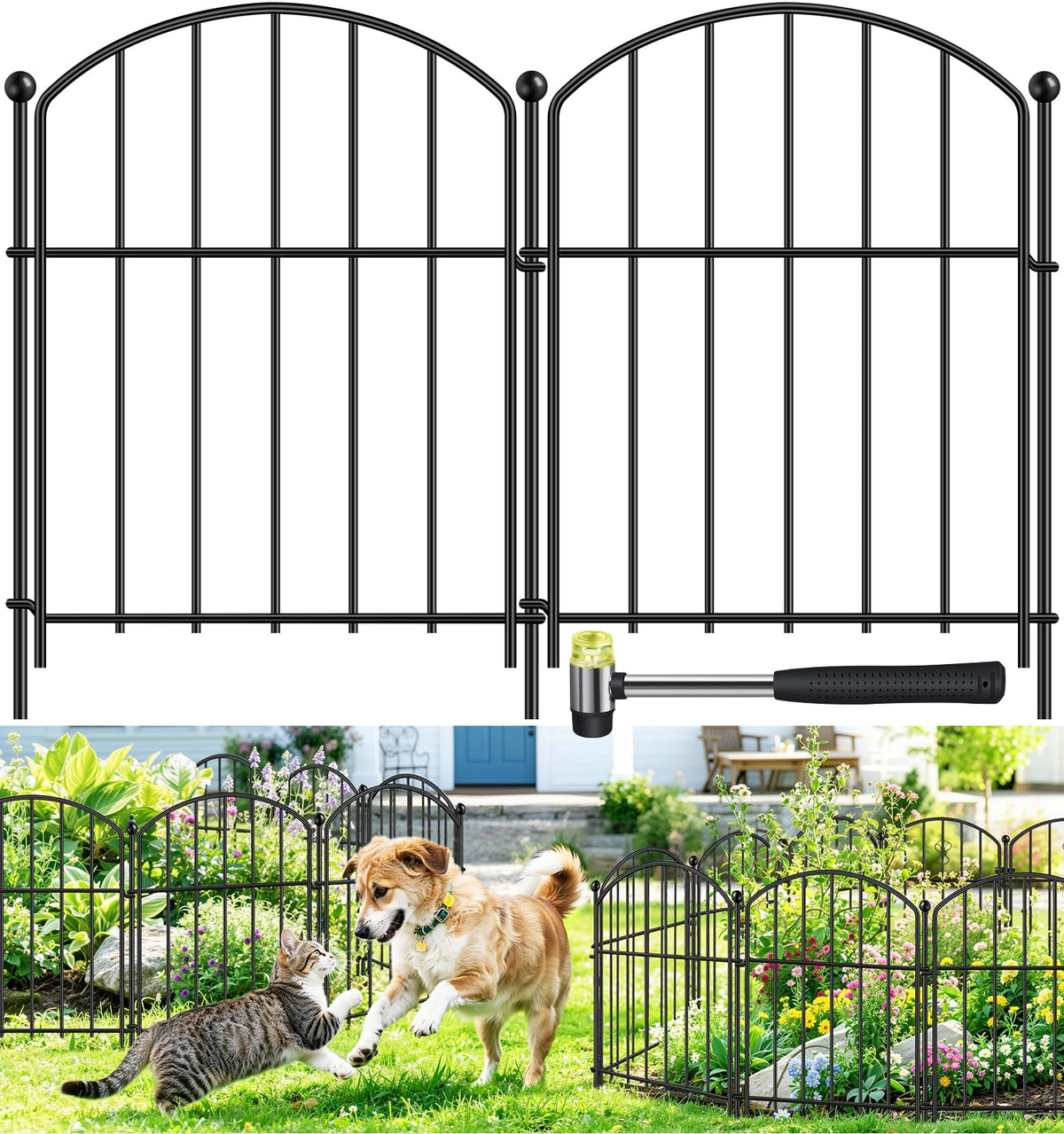 GAXI decorative garden fence arch design enhances garden borders and pet safety.