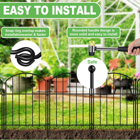 GAXI fence with stakes and tool simplifies no-dig installation in any yard.