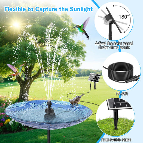 GAIZERL battery backup provides night-time fountain operation with a 2000mAh capacity.