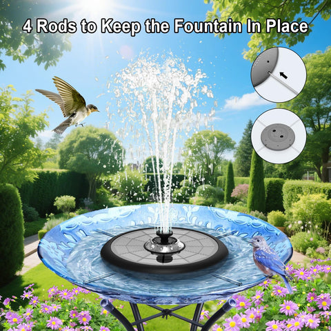 GAIZERL UFO fountain with four-arm stabilizer keeps spray steady in wind.