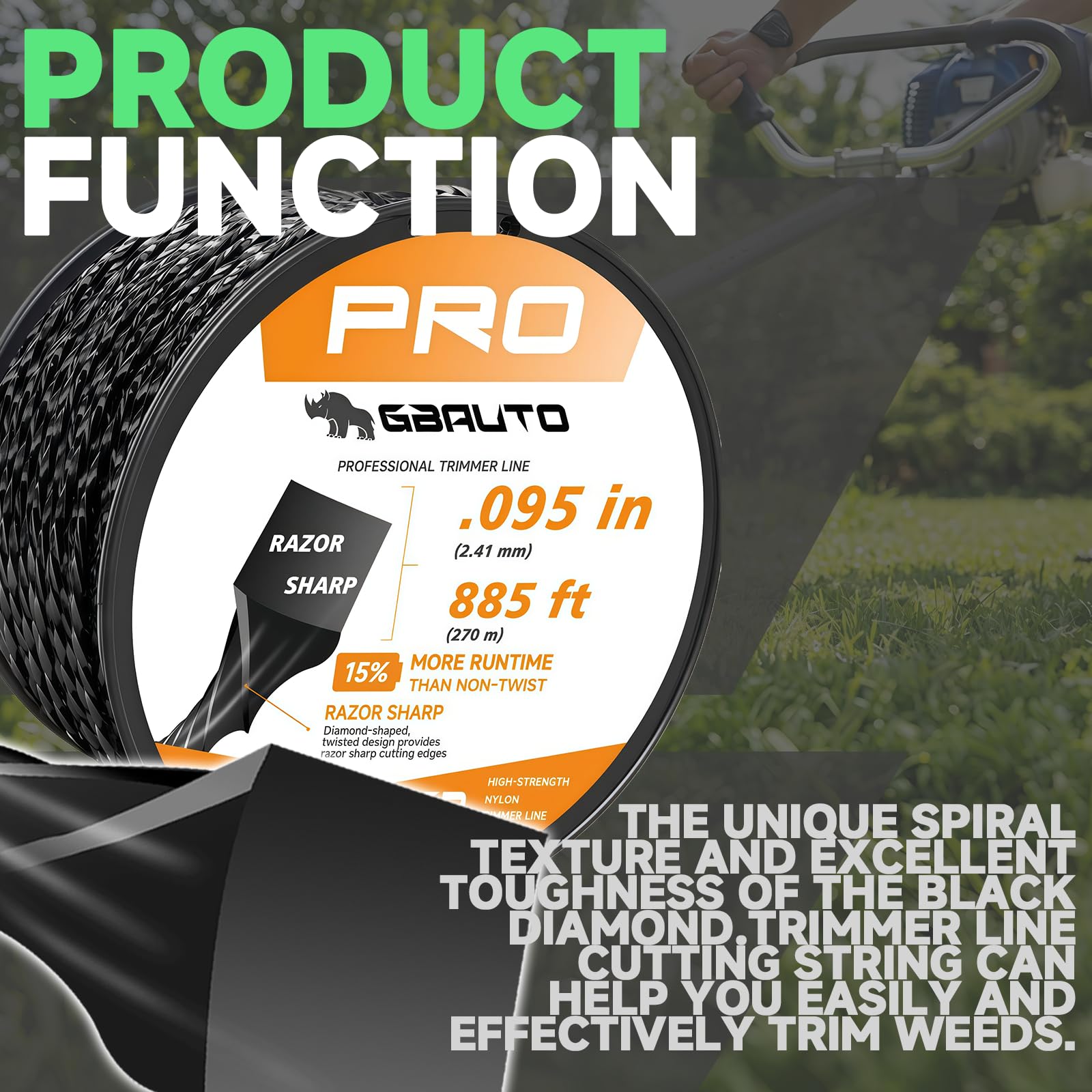 0.095 inch diameter line provides precise balance for reliable cutting performance.