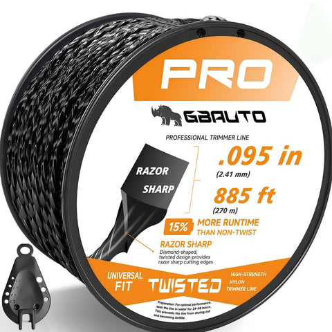 GBAuto 885ft 0.095in trimmer line for Echo compatibility and long cutting life.