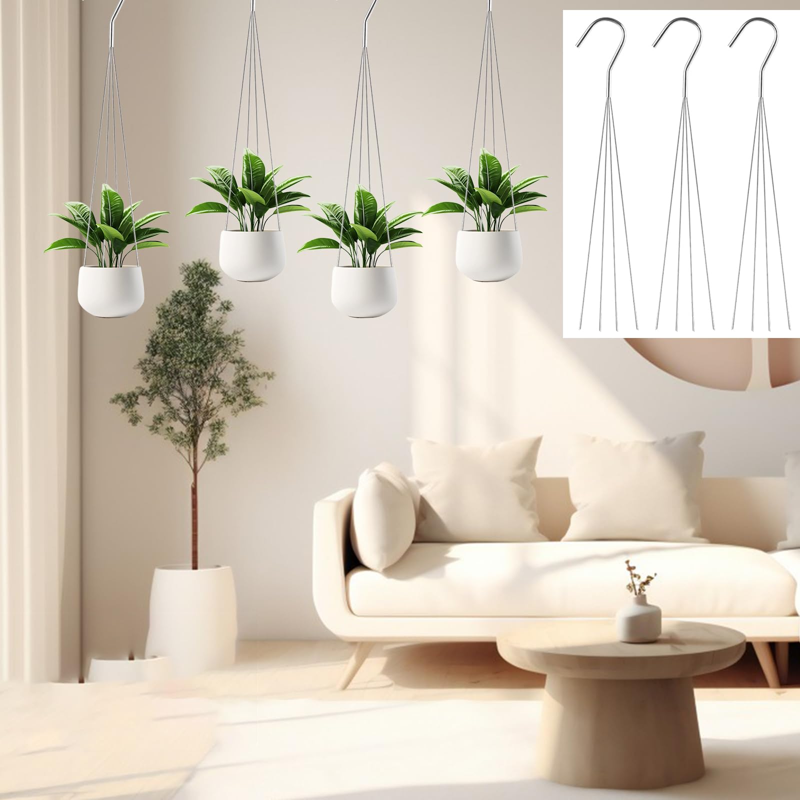 GBACHOOSE 24-inch hanger with adjustable hooks for pot sizes