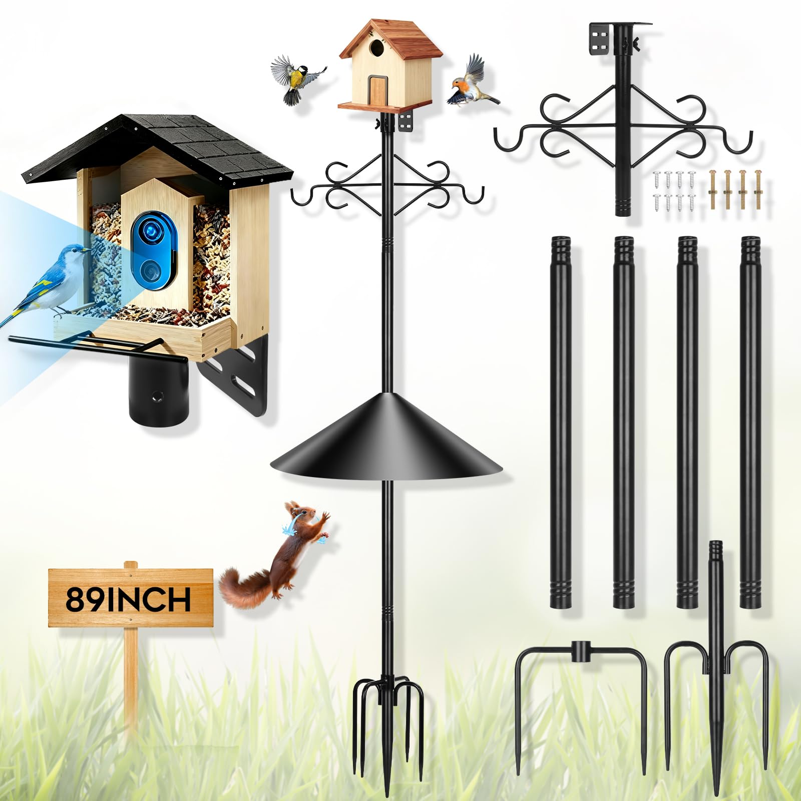 Gbekery bluebird house-ready pole enables easy bluebird visits.