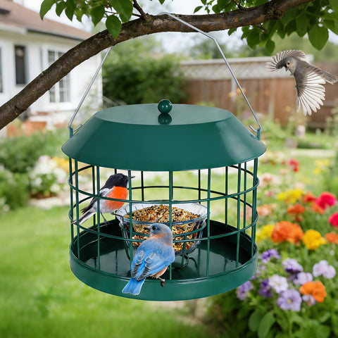Gbekery Bluebird Feeder mesh closeup shows 1.5x1.5 inch entry for tiny species