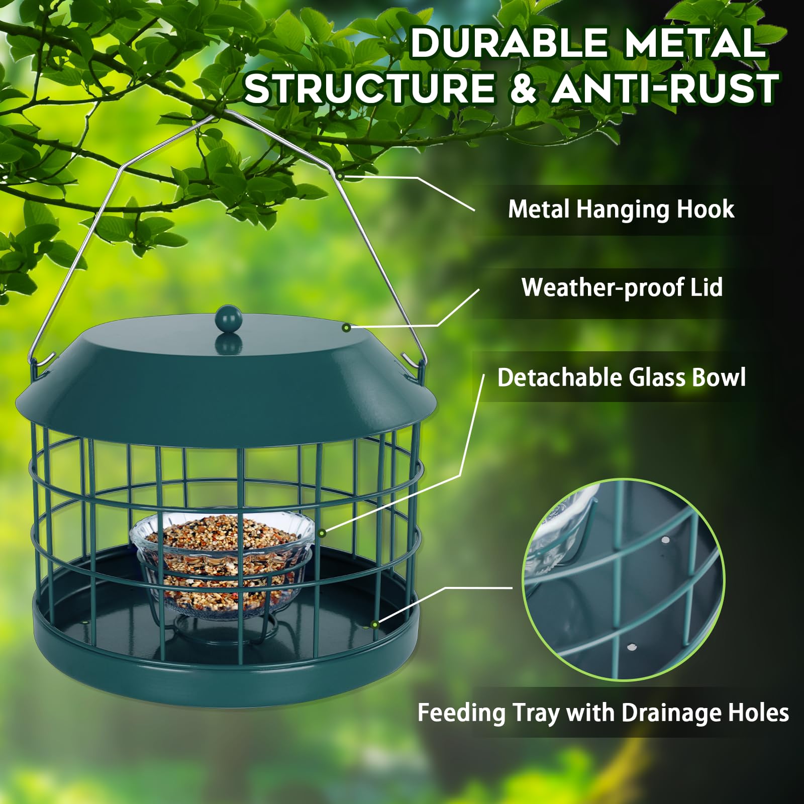 Gbekery Bluebird Feeder weatherproof metal withstands outdoor conditions