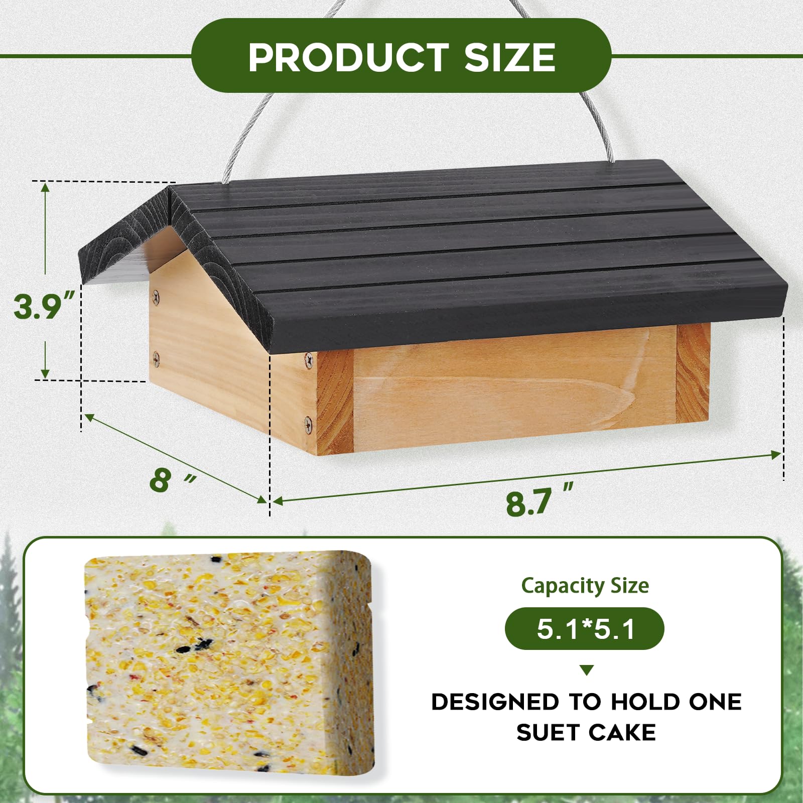 Gbekery Durable Cedar Wood feeder withstands outdoor conditions and weather.