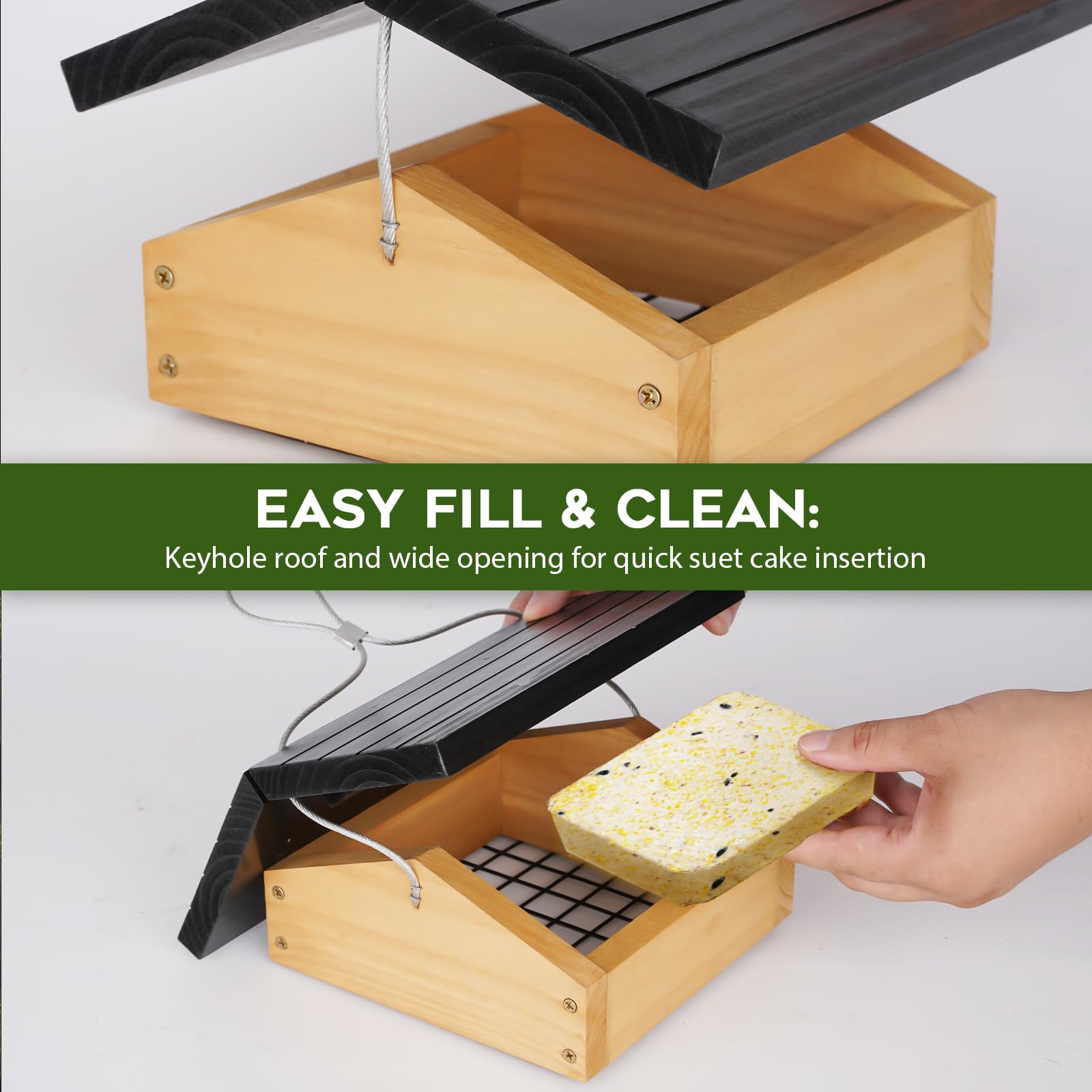 Gbekery Easy-Refill Hinged Roof enables quick, tidy refills.