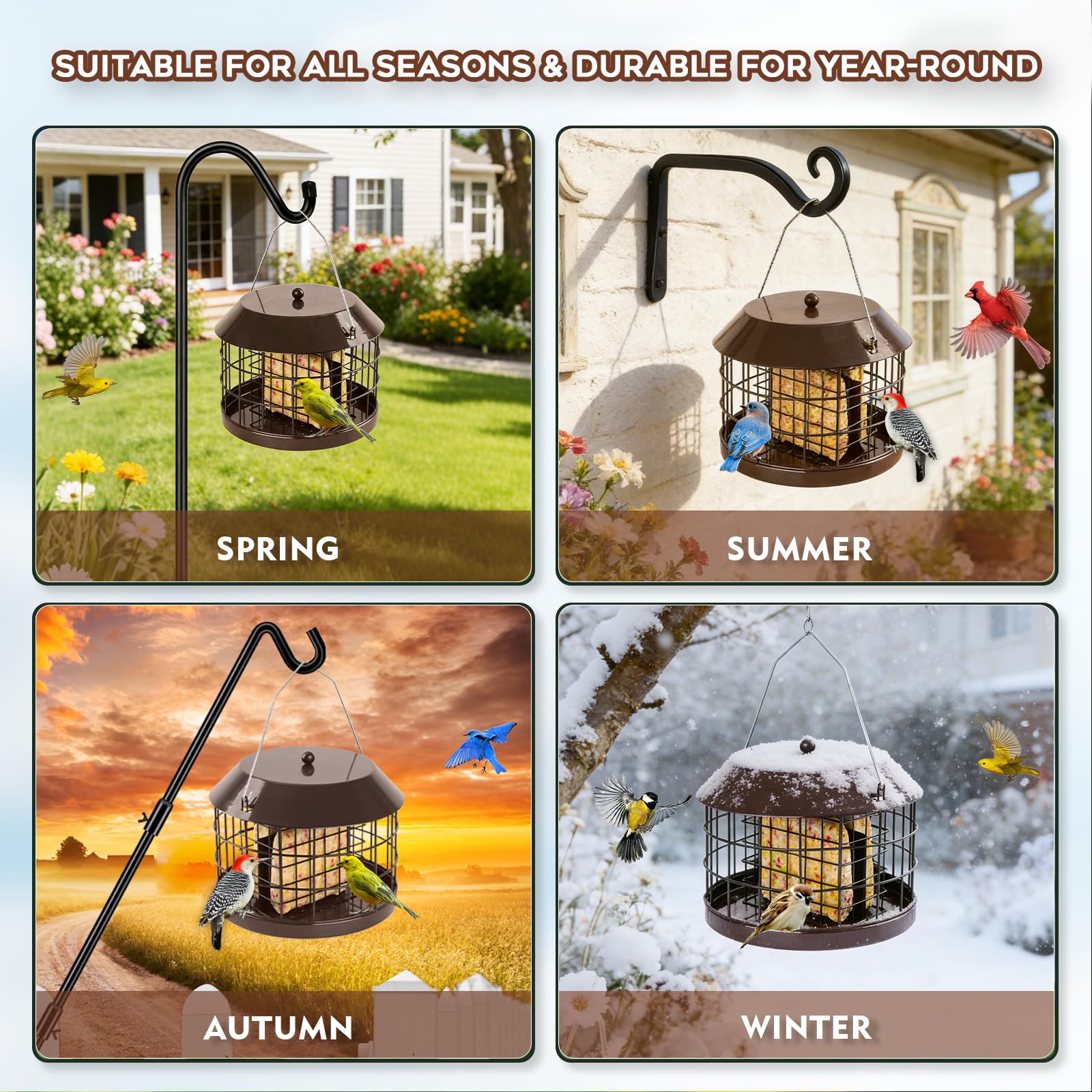 Gbekery garden-friendly feeder adds decorative charm while supporting wildlife.