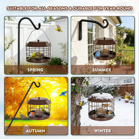 Gbekery outdoor feeder adds decorative charm for bluebirds.