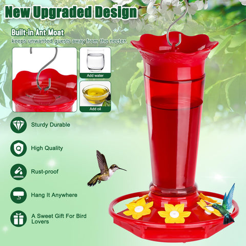 Glass Gbekery feeder with ant proof top for pest deterrence in a sunny yard