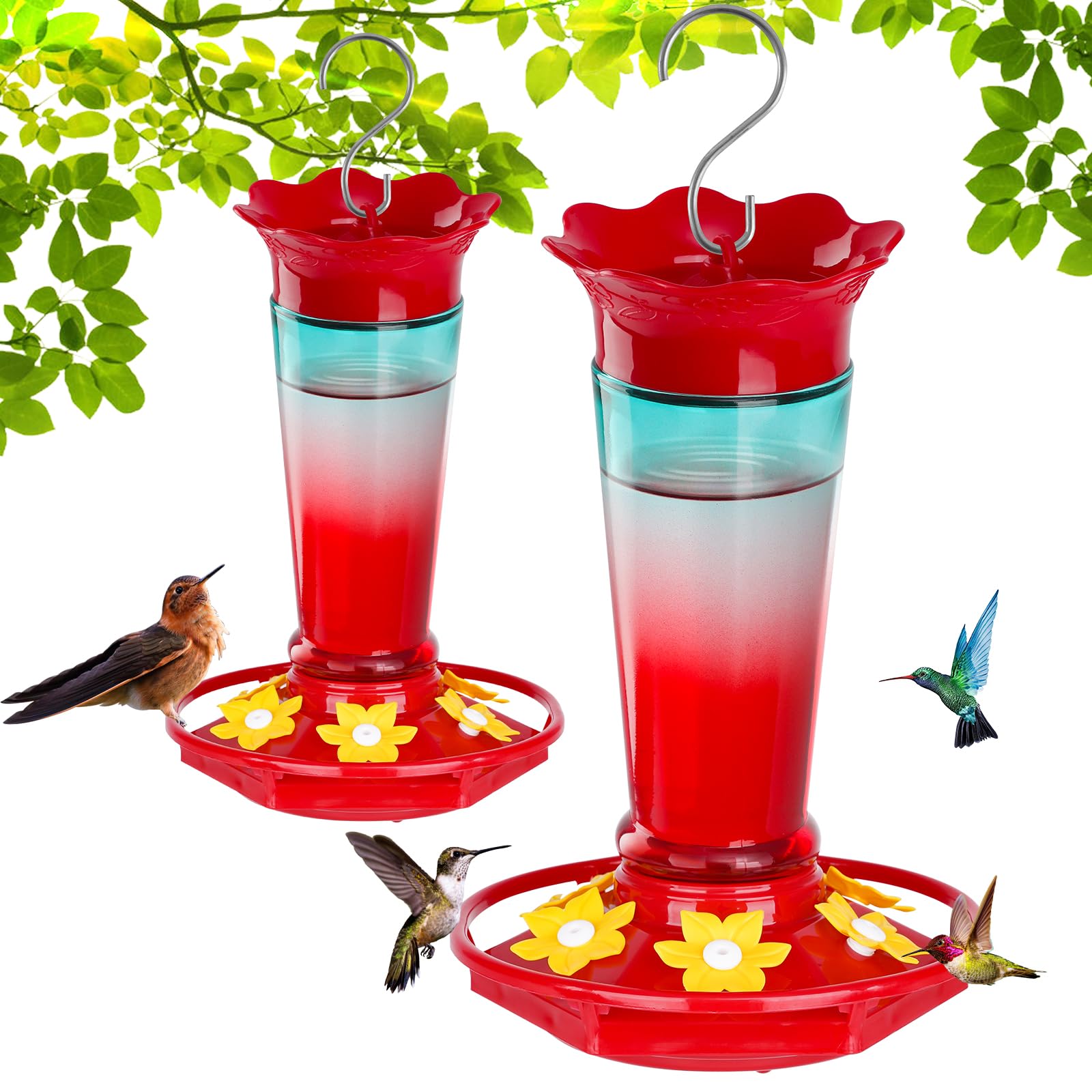Gbekery glass hummingbird feeder with ant-proof top protecting nectar