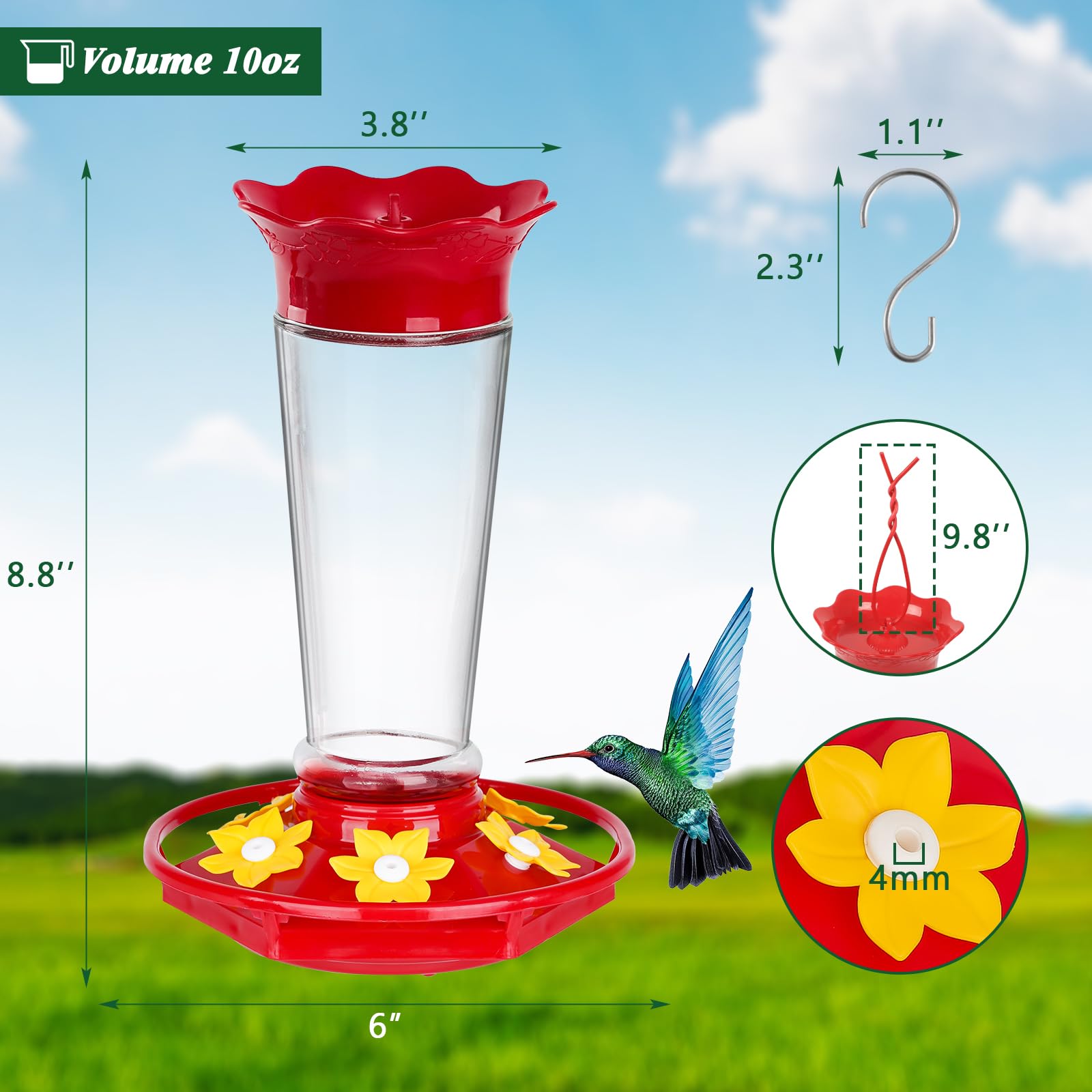 Gbekery feeder with ant-proof top keeps nectar protected outdoors.