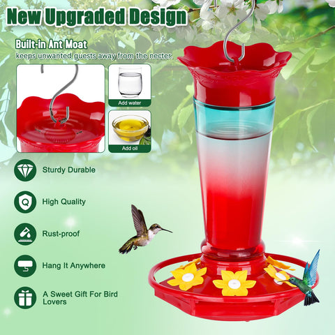 Gbekery glass hummingbird feeder six-port circle design for multiple birds