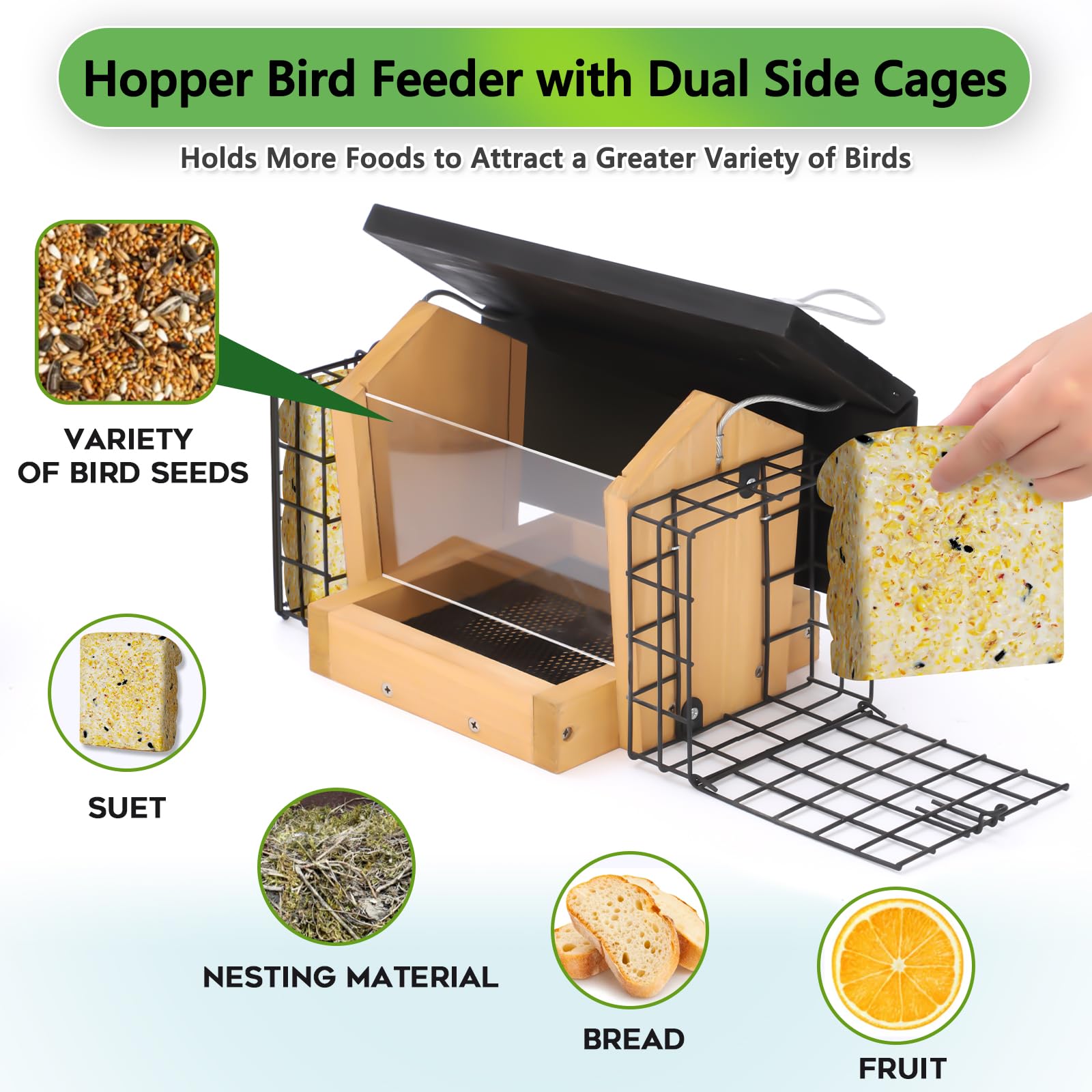 Gbekery Hopper Bird Feeder easy-clean design simplifies refills