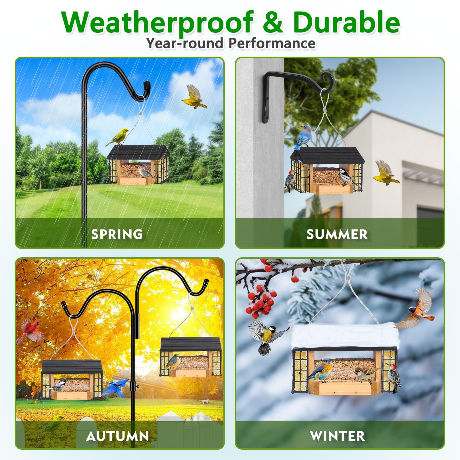 Gbekery Hopper Bird Feeder hanging-ready setup for quick garden installation