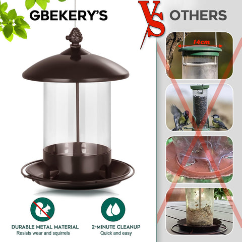 Gbekery metal bird feeder drainage holes prevent water buildup and keep seeds dry.