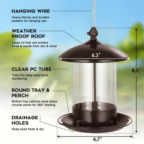 Gbekery metal bird feeder 360-degree feeding tray supports multiple birds in your garden.