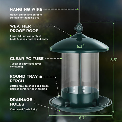 Gbekery metal bird feeder 360-degree feeding tray supports multiple birds