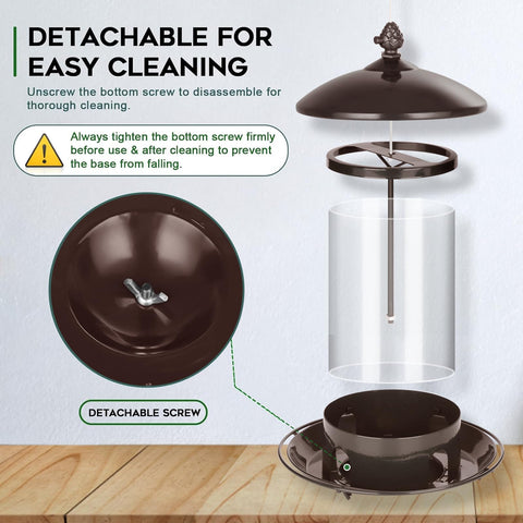 Gbekery metal bird feeder squirrel-deterrent slider keeps seeds safe.