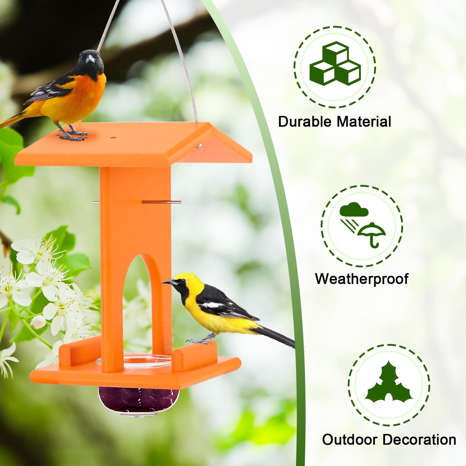 Gbekery Oriole Feeder bird-friendly perch adds comfort during meals.