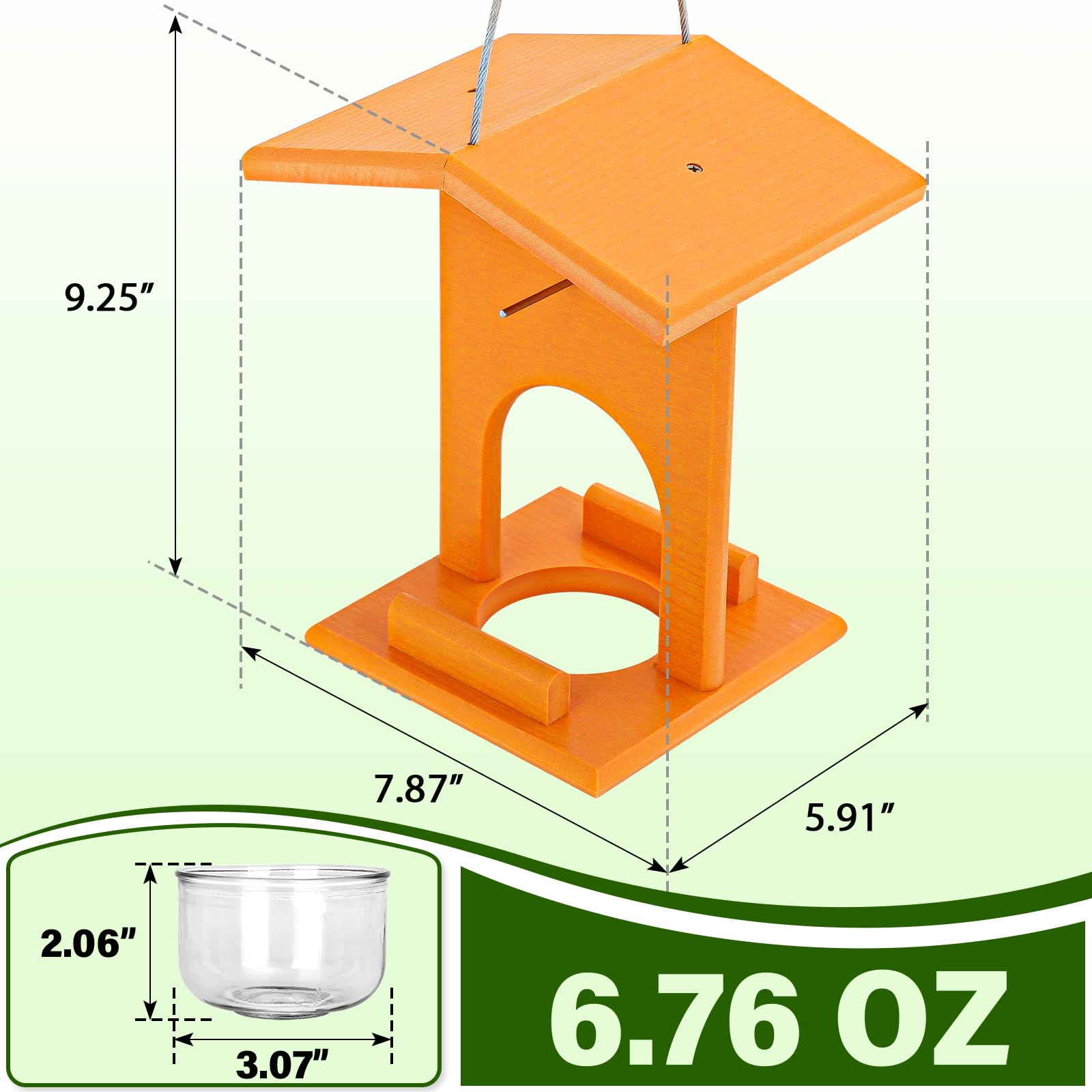 Gbekery Oriole Feeder removable glass cup enables easy jams and nectar refills.