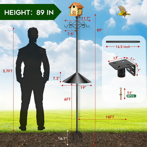 Gbekery 18-inch squirrel-baffle blocks climbing and protects feeders.