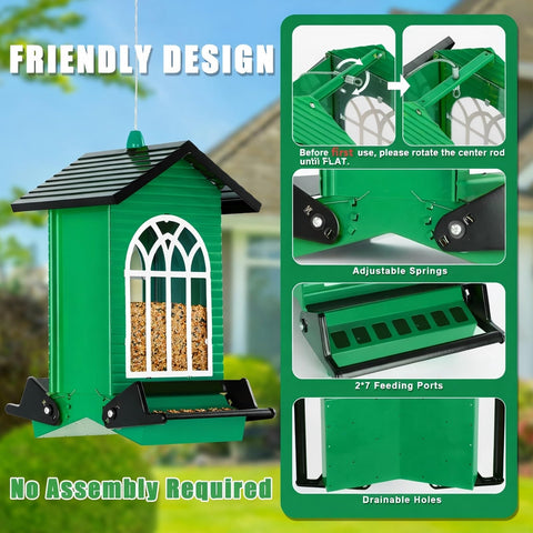 Gbekery Squirrel-Proof Feeder 5L capacity supports a variety of bird favorites