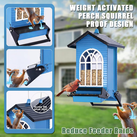 Gbekery 5L capacity feeder blue finish reduces refills during busy birdwatching sessions