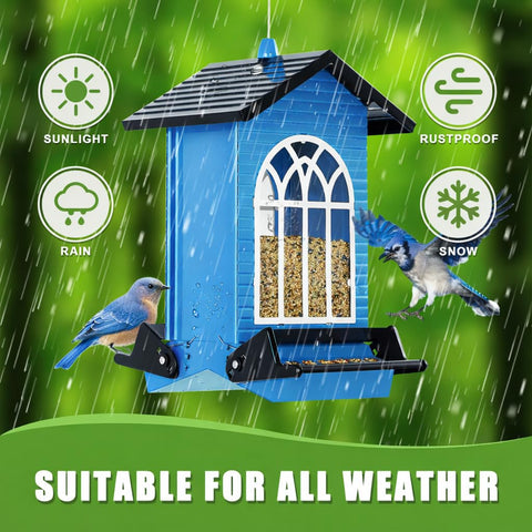 Gbekery blue metal feeder decor enhances garden aesthetics while supporting local birds