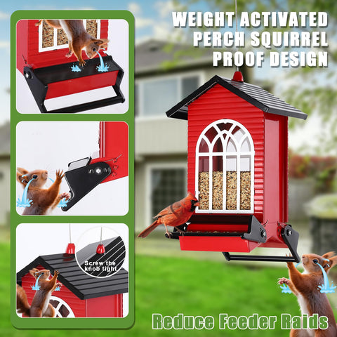 Gbekery metal construction stands up to weather while vibrant red finish decorates the garden