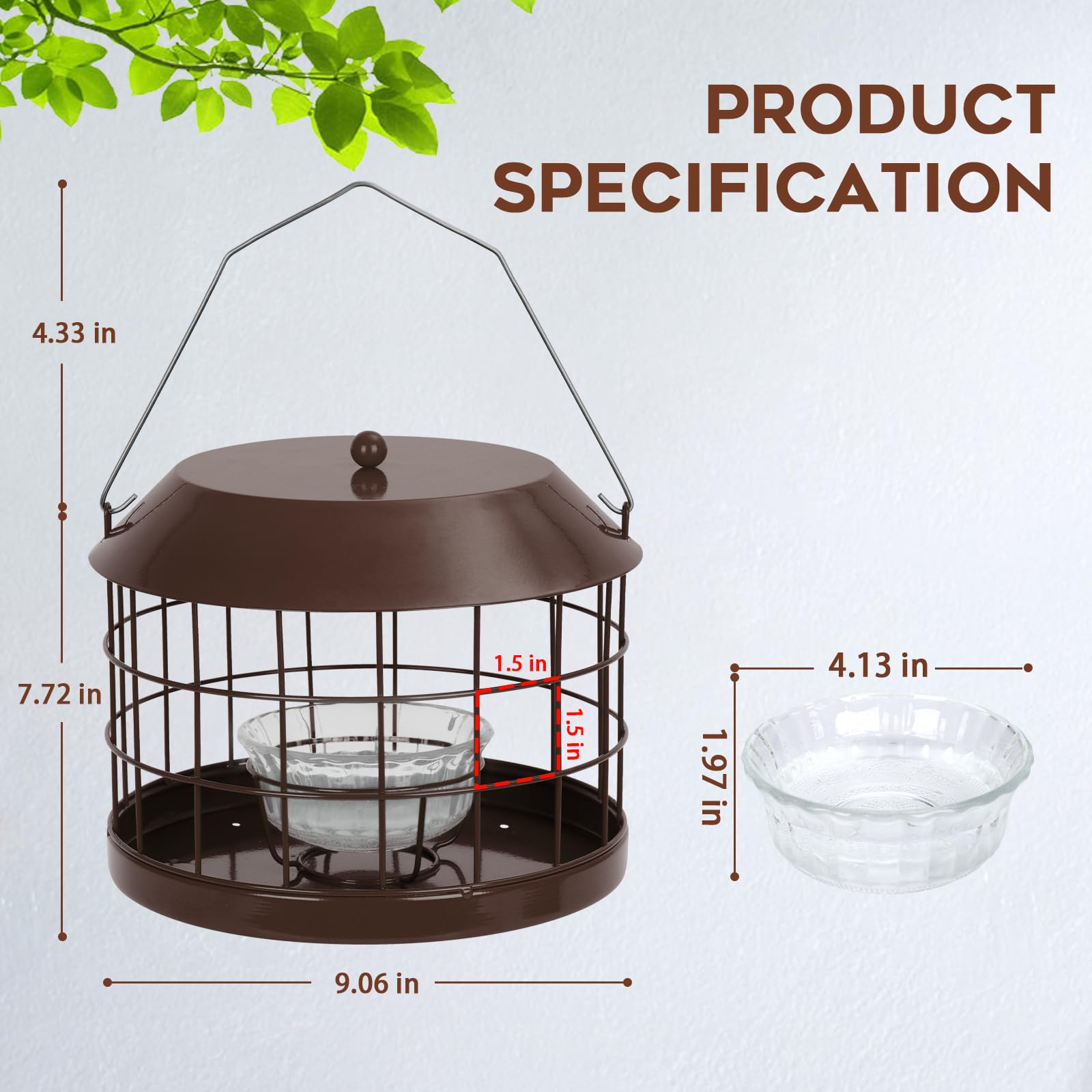 Gbekery squirrel-proof metal feeder protects feed for tiny birds.