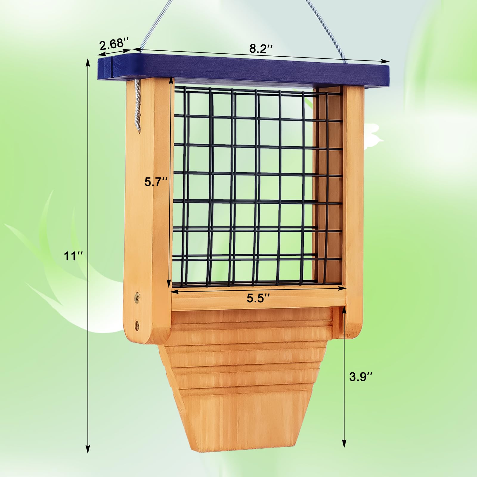 Gbekery tail-pro design bird feeder supports woodpeckers balancing at the feeder.