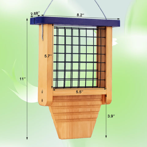 Gbekery tail-pro design bird feeder supports woodpeckers balancing at the feeder.